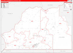 Walla Walla Metro Area Wall Map Red Line Style 2026